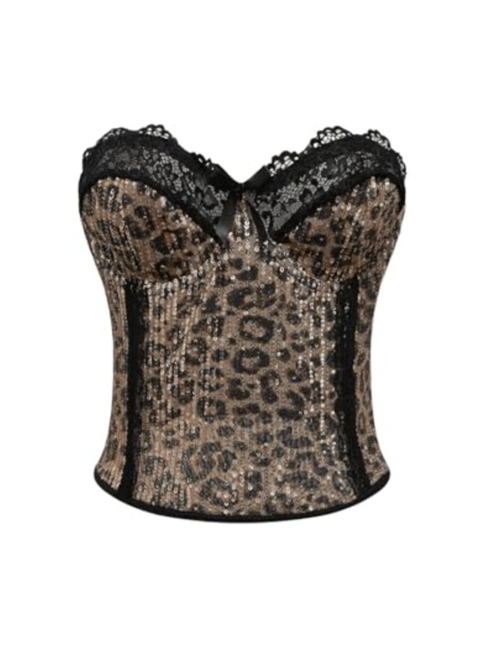Sparkly Sequin Lace Strapless Corset Tube Top Y2K Streetwear